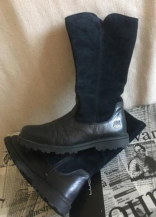 Демисезонные комбинированные кожа + замша высокие сапоги