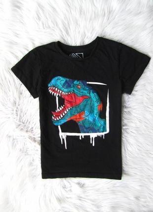 Черная хлопковая футболка dino t-rex дино matalan