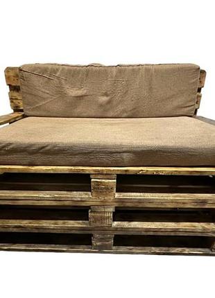 Мягкий диван из палетов 120х76х52 в стиле лофт. цвет коричневый. б/у