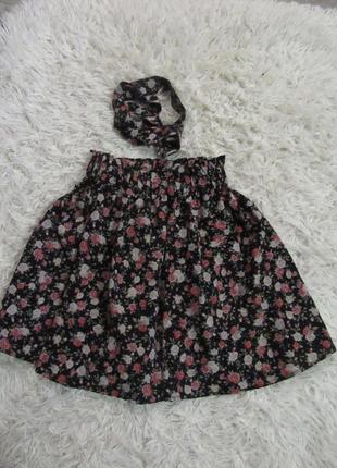 Нова спідничка з поясом на дівчинку 10 років 146 см  квітковий принт