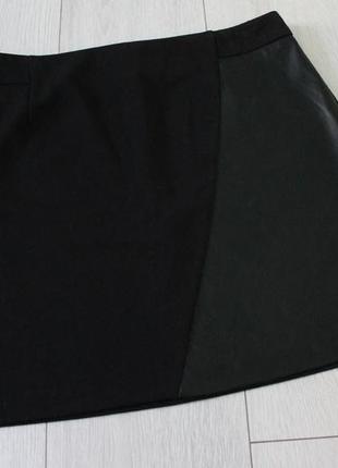 Черная юбочка с кожаной вставкой f&f2 фото