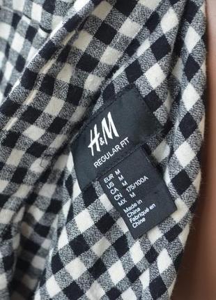 М - l h&amp;m стильная хлопковая рубашка в клетку из мужского плеча в клетку regular fit7 фото