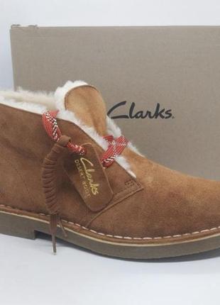 Зимние кожаные ботинки clarks натуральный мех оригинал