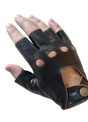 Мужские беспалые кожаные черные перчатки из мягкой кожи pitas 1077 bl5 фото