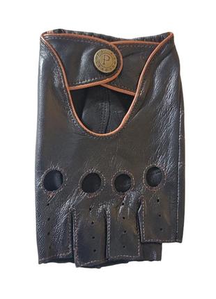 Мужские беспалые кожаные черные перчатки из мягкой кожи pitas 1077 bl3 фото
