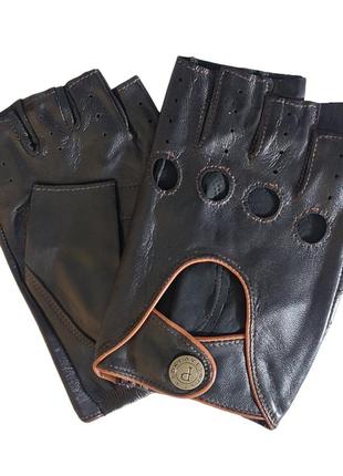 Мужские беспалые кожаные черные перчатки из мягкой кожи pitas 1077 bl2 фото