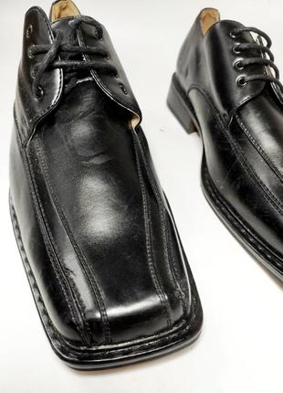 Туфлі чоловічі чорні шкіряні з квадратним носом від бренду goor 454 фото