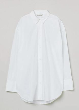 Классическая белоснежная рубашка прямого кроя без карманов и выточек, размер s/m новая