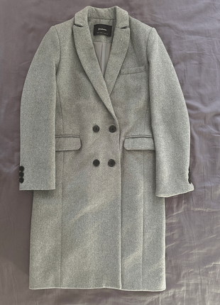Шерстяное серое пальто3 фото
