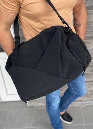 Чорна чоловіча жіноча сумка з відділенням для взуття 42х30х24см8 фото