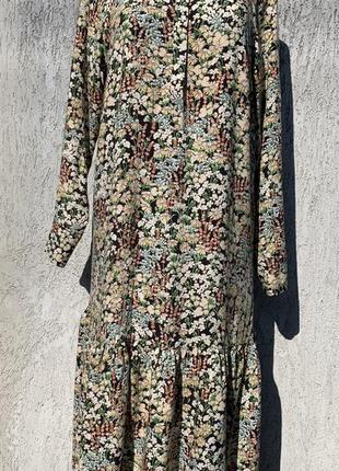 H&m макси платье в цветочный принт с длинным рукавом1 фото