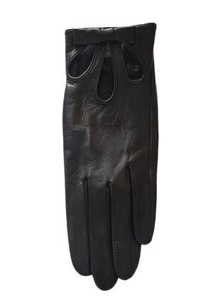 Шкіряні жіночі чорні рукавички без підкладки pitas 04532 фото