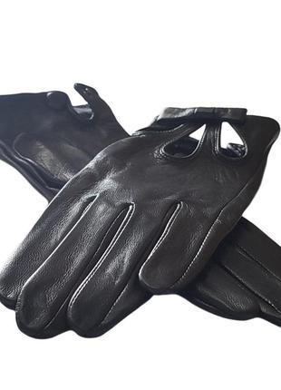 Кожаные женские черные перчатки без подкладки pitas 04533 фото