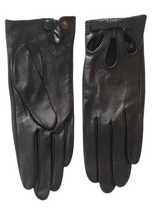 Шкіряні жіночі чорні рукавички без підкладки pitas 04534 фото
