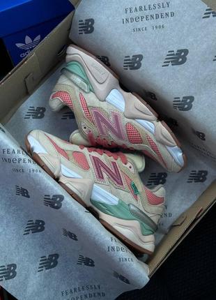 Женские кроссовки new balance 9060 prm beige pink green  ⁇  smb3 фото