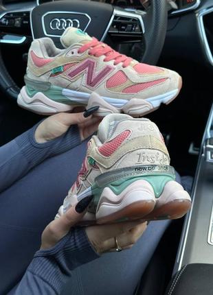 Женские кроссовки new balance 9060 prm beige pink green  ⁇  smb5 фото