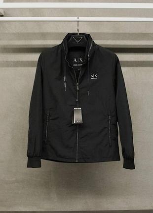 Чоловіча вітровка armani чорна / брендові вітрівки армані на осінь - весну