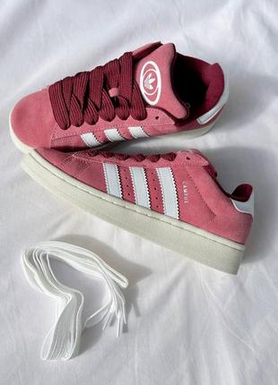 Женские кроссовки adidas campus pink white1 фото