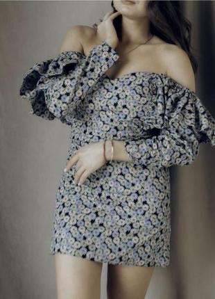 Коктальное платье с объемными рукавами zara1 фото