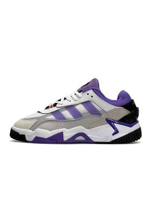 Женские кроссовки adidas originals niteball ll white grey purple2 фото