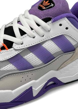 Женские кроссовки adidas originals niteball ll white grey purple7 фото