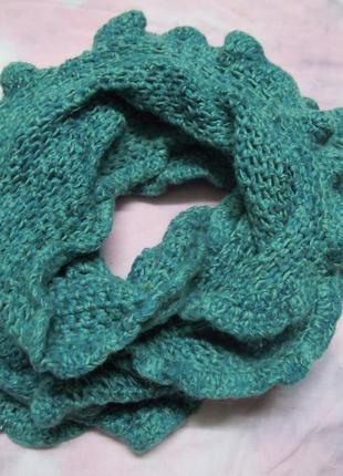 Вязанный шарф хомут, теплый снуд, повязка, бохо, этно