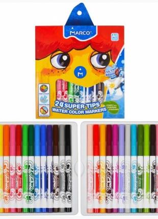 Фломастери "marco" 1630-24cb 24кол "super washable", шт