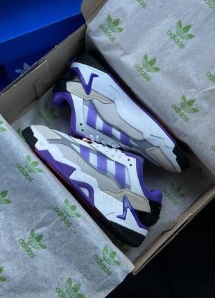 Женские кроссовки adidas originals niteball ll white grey purple3 фото