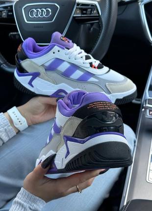 Женские кроссовки adidas originals niteball ll white grey purple6 фото