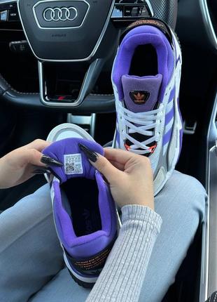 Женские кроссовки adidas originals niteball ll white grey purple9 фото