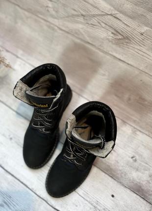 Черевики жіночі зимові timberland чорні, тімберленд, нубук хутро, прошиті шкіра шкіряні7 фото
