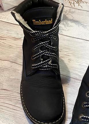 Черевики жіночі зимові timberland чорні, тімберленд, нубук хутро, прошиті шкіра шкіряні3 фото