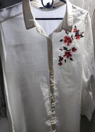 Сорочка вышиванка рубашка вышивка белая свободный крой1 фото