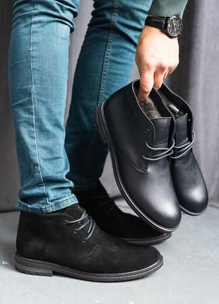Мужские ботинки кожаные зимние классические, повседневные на шнурках3 фото