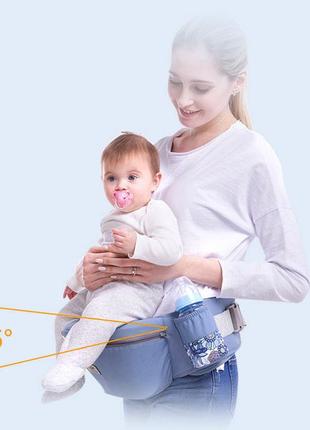 Хипсит, ерго-рюкзак кенгуру переноска baby carrier 6 в 1 біло-голубий (vol-1419)4 фото