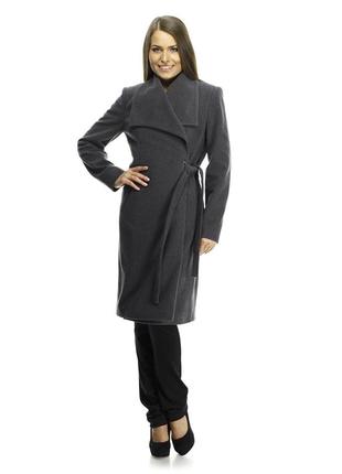 Пальто темно-серое с завязкой на люверсе jhiva1 фото