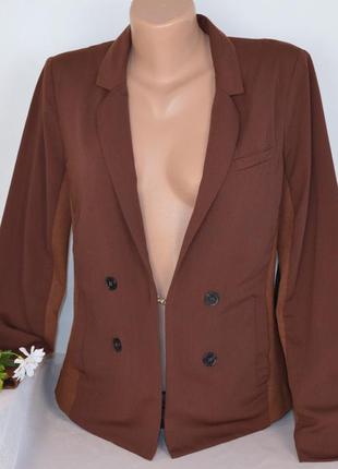 Брендовый коричневый пиджак жакет блейзер с карманами object этикетка2 фото
