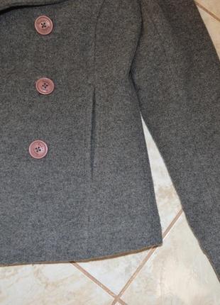 Брендовое серое шерстяное демисезонное пальто полупальто с карманами boden6 фото