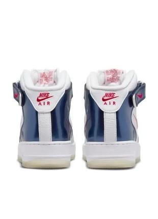 Кроссовки nike air force 1 mid qs white blue red3 фото