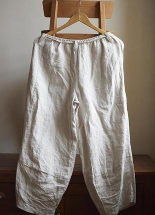 Льняные штаны-шаровары бежево-серые tuba-duba s-m2 фото