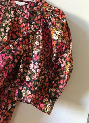 H&amp;m цветочная блуза с короткими рукавами и воланами3 фото