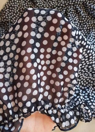 Костюм горох горошок шифон спідниця максі довга блуза блузка сукня liz malraux couture5 фото