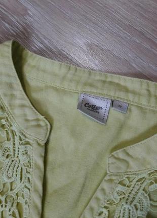 Распродажа!  льняная туника, блуза с кружевом свободного кроя cotton traders.4 фото