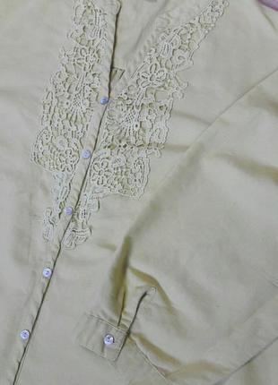 Распродажа!  льняная туника, блуза с кружевом свободного кроя cotton traders.6 фото