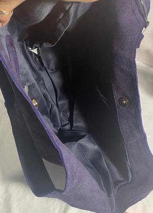 Большая сумка замша натуральная, фиолетовая. tex.6 фото