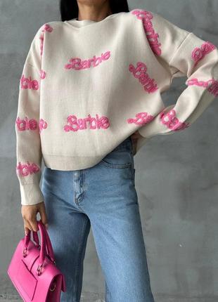 Премиум качество 🔥 свитер с надписью barbie производитель турция 50% шерсти4 фото