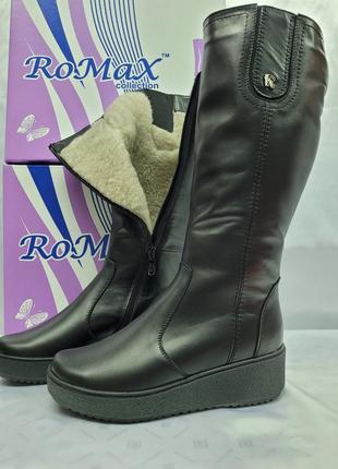 Зимние комфортные кожаные сапоги на танкетке romax 37-42р.9 фото