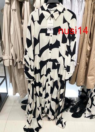 Zara платье-рубашка вискоза с принтом7 фото