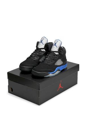 Женские кроссовки nike air jordan 5 retro black blue #найк