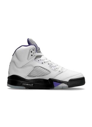 Женские кроссовки nike air jordan 5 retro white black purple #найк7 фото